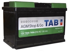 TAB Ecodry AGM VRLA 12В 6ст 70 а/ч оп